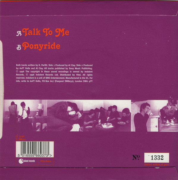 60ft Dolls : Talk To Me (7", Single, Ltd, Num, Ora)