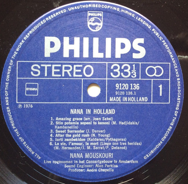 Nana Mouskouri : Nana In Holland (LP, Album, Gat)