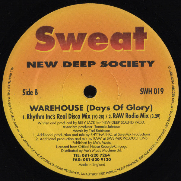 New Deep Society : Warehouse (Days Of Glory) (2x12")