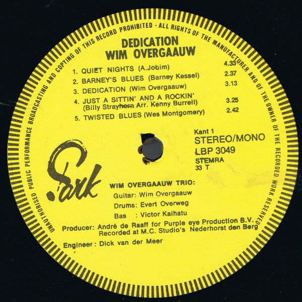 Wim Overgaauw : Dedication (LP, Album)