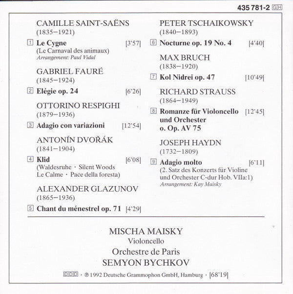 Mischa Maisky - Orchestre De Paris, Semyon Bychkov : Adagio (CD, Album)
