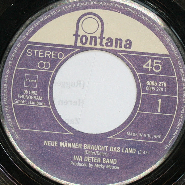 Ina Deter Band : Neue Männer Braucht Das Land (7", Single)