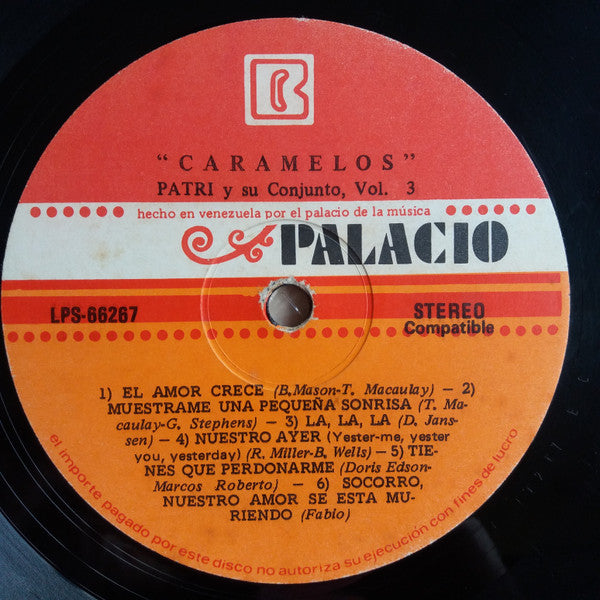 Patri Y Su Conjunto : Patri Y Su Conjunto - Vol. 3 - "Caramelos" (LP, Album)