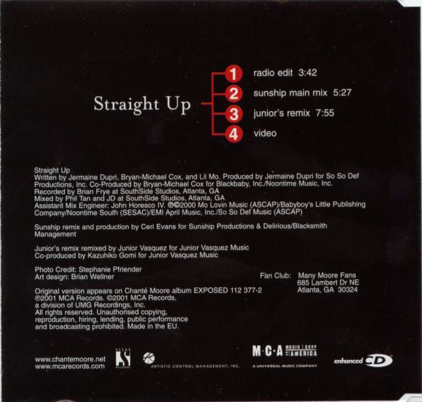 Chanté Moore : Straight Up (CD, Single, Enh)
