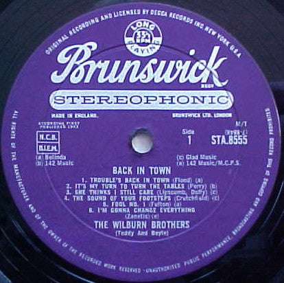 The Wilburn Brothers : Back In Town (LP, Album)