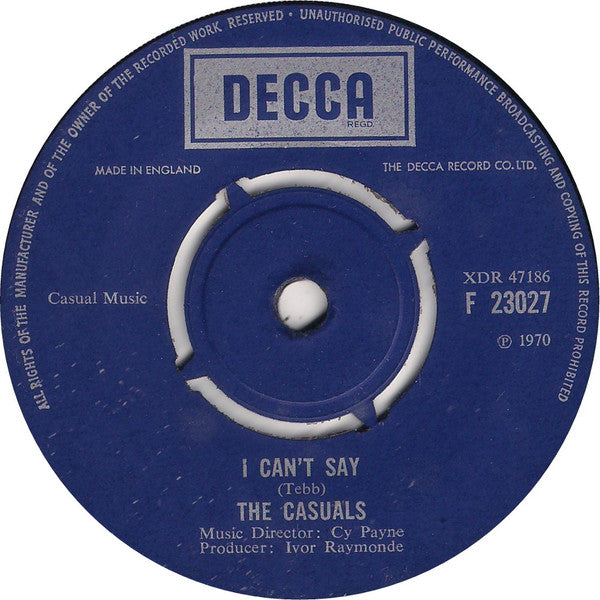 The Casuals : My Name Is Love (7", Single)