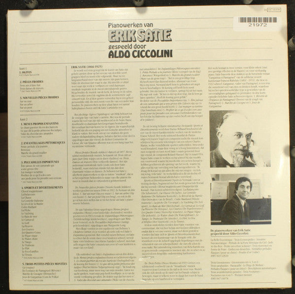 Erik Satie - Aldo Ciccolini : Pianowerken Van Erik Satie (LP, Comp)