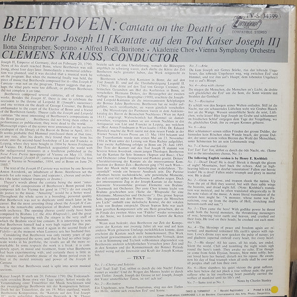 Ludwig van Beethoven : Cantata On The Death Of Emperor Joseph II (LP)