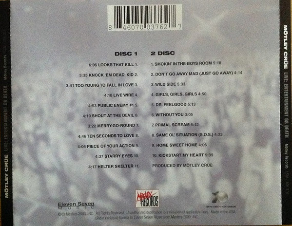 Mötley Crüe : Live: Entertainment Or Death (2xCD, Album, RE)