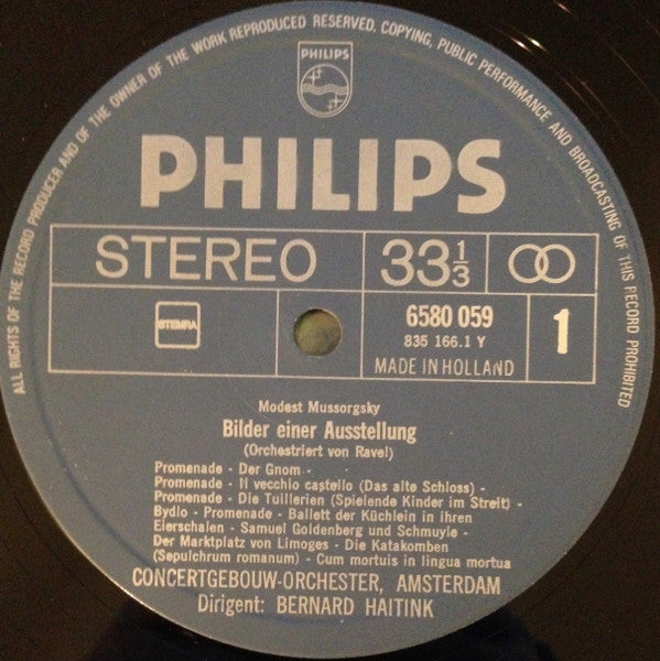 Modest Mussorgsky / Camille Saint-Saëns / Hector Berlioz ; Concertgebouworkest, Bernard Haitink : "Bilder Einer Ausstellung" / "Danse Macabre" / "Overtüre Le Carnaval Roman" (LP, RE)