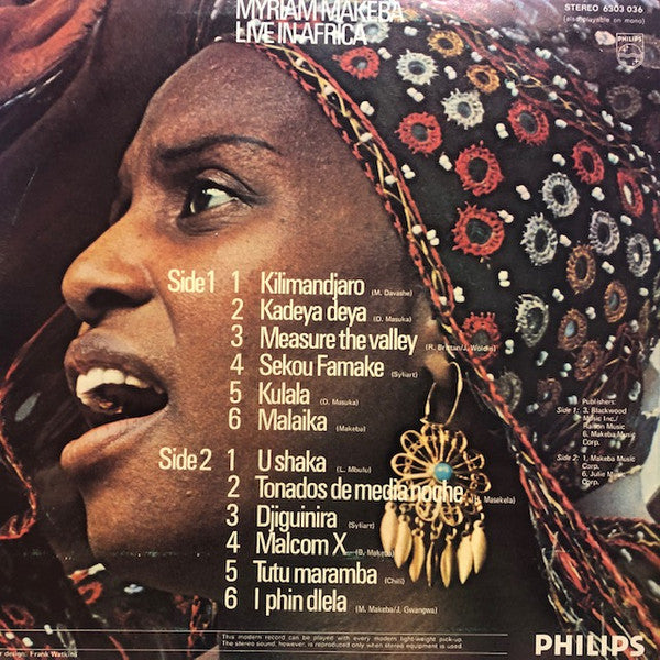 Myriam Makeba* : Live In Africa (LP, Album)