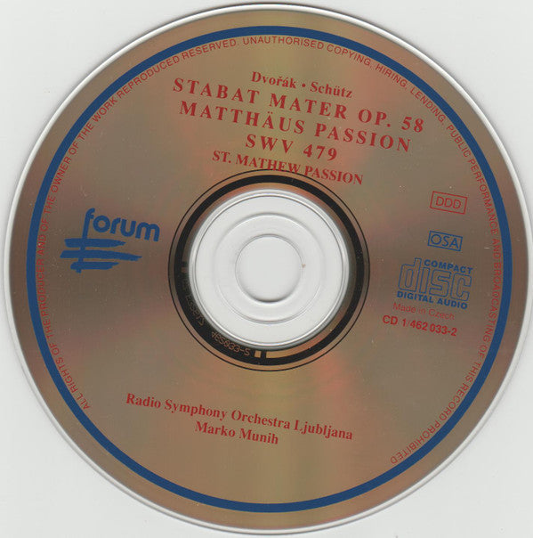 Antonín Dvořák, Heinrich Schütz : Matthäus Passion SWV 479 / Stabat Mater Op. 58 (2xCD, Comp)