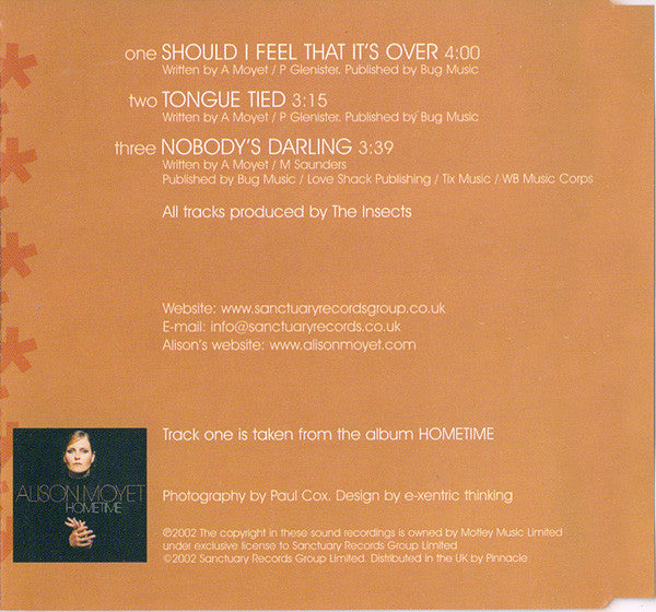 Alison Moyet : Should I Feel That It's Over (CD, Single, Ltd)