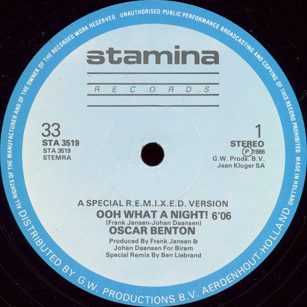 Oscar Benton : Ooh What A Night ! (12")