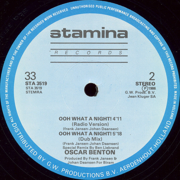Oscar Benton : Ooh What A Night ! (12")