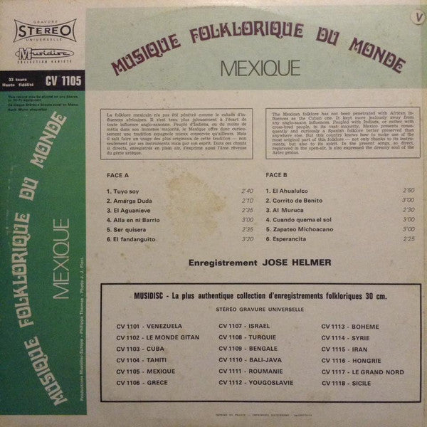 José Helmer : Mexique (LP, Album)