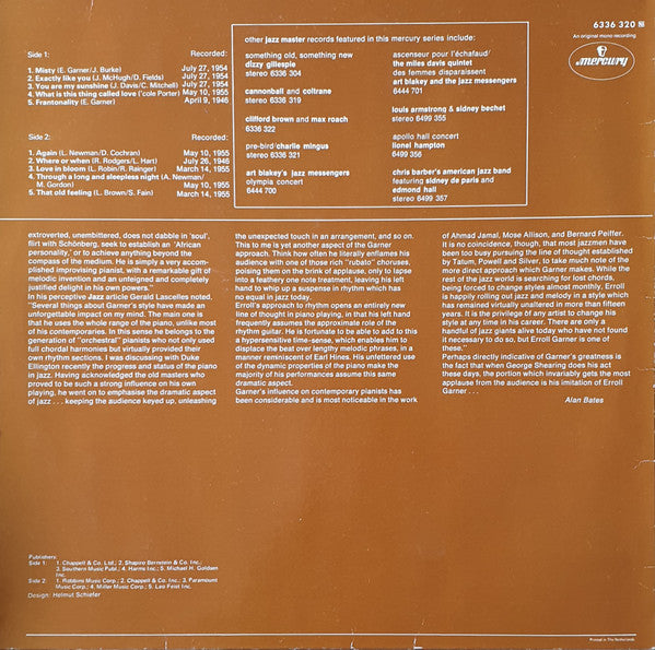 Erroll Garner : Misty (LP, Album, Mono, RE)