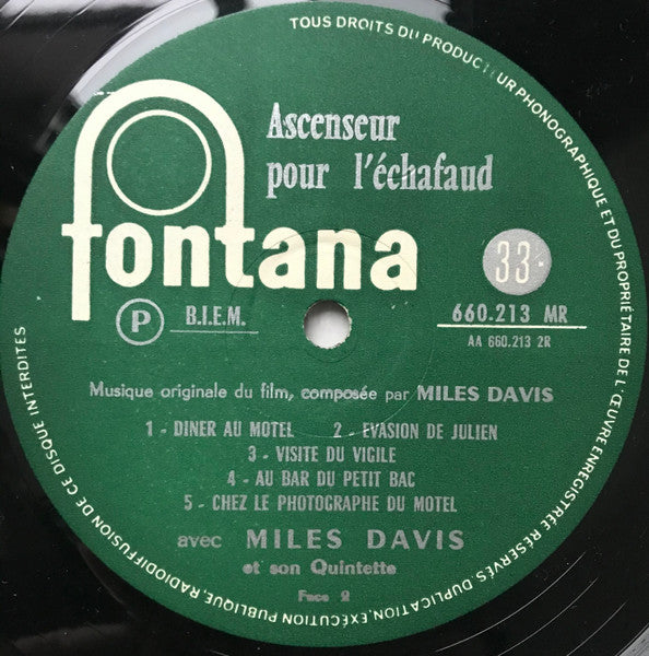 Miles Davis : Ascenseur Pour L'échafaud (10", Album, Mono, RE)