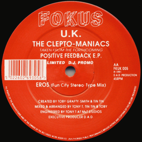 The Clepto-Maniacs : Technophobic Lisa / Eros (12", Ltd, Promo)