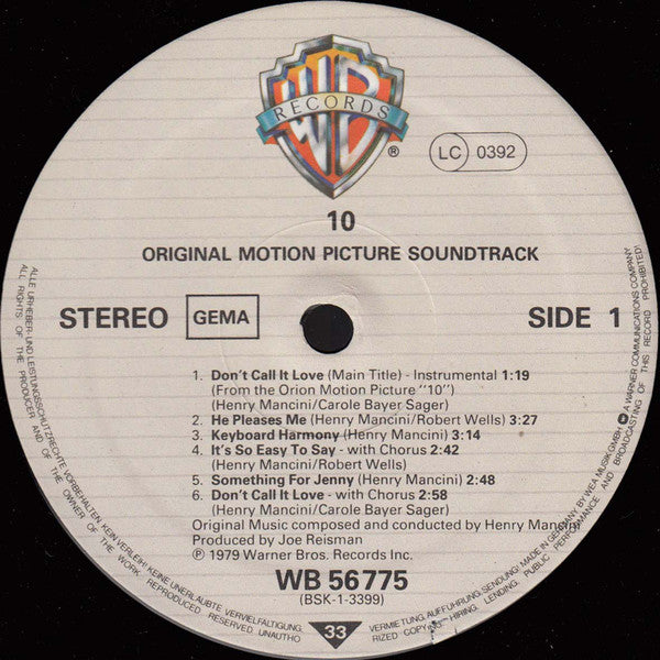 Henry Mancini : 10 - Original Motion Picture Sound Track (LP, Album)