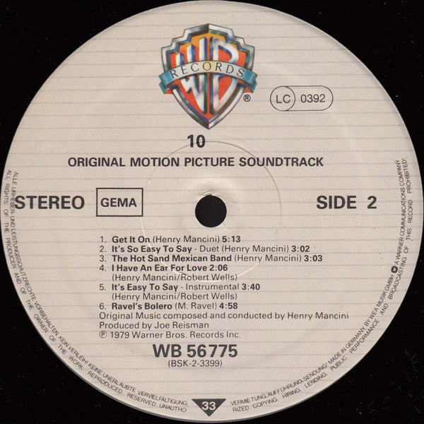 Henry Mancini : 10 - Original Motion Picture Sound Track (LP, Album)