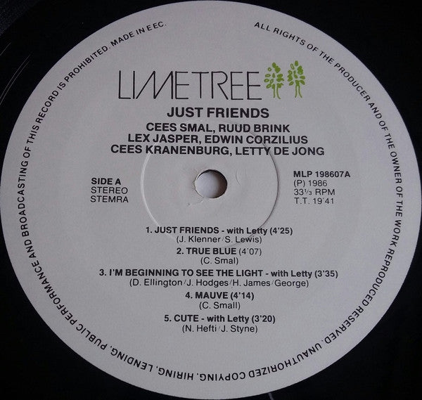 Cees Smal Quintet Featuring Letty De Jong : Just Friends (LP, Album)
