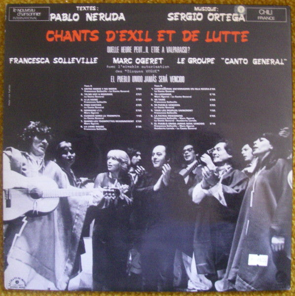 Francesca Solleville / Marc Ogeret / Canto General, Sergio Ortega : Chants D'Exil Et De Lutte (LP, Album, Gat)