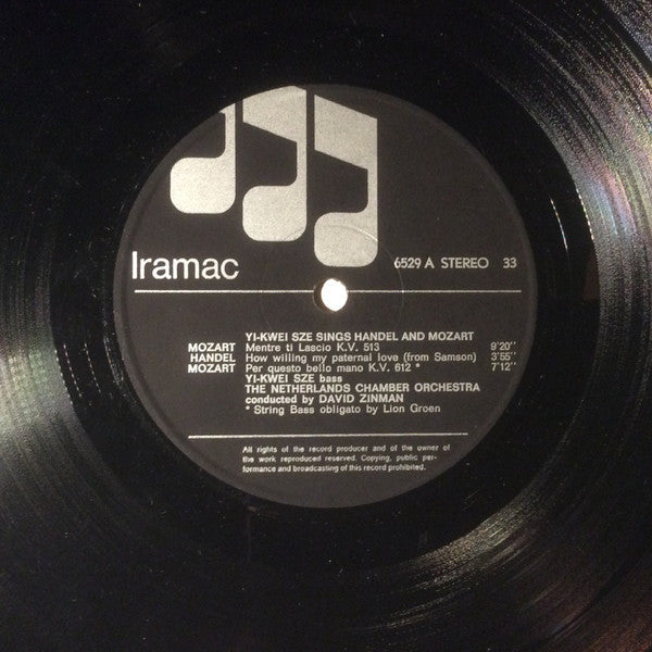 Yi-Kwei Sze, David Zinman, Netherlands Chamber Orchestra : Yi-Kwei Sze Sings Händel And Mozart (LP, Album)