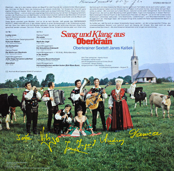 Janes Kalšek Und Sein Oberkrainer Sextett : Sang Und Klang Aus Oberkrain (LP, Album)