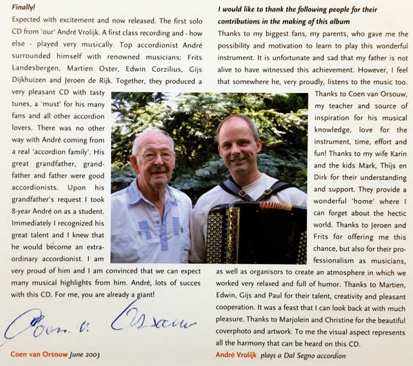 André Vrolijk (2) : Getting Sentimental Accordion Vibes (CD, Album)