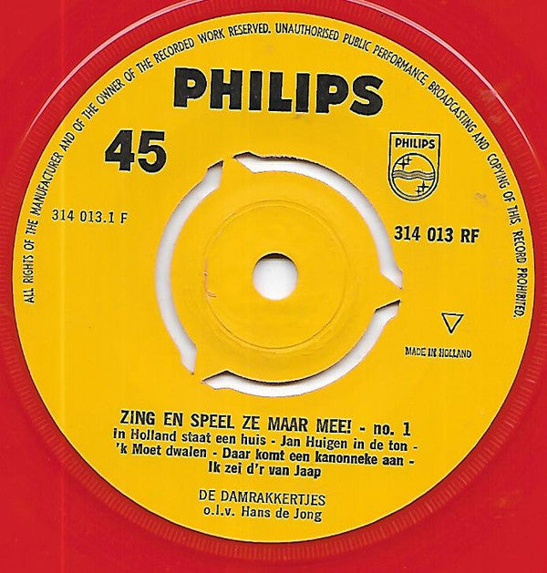 De Damrakkertjes (2) : Zing En Speel Ze Maar Mee - No. 1 (7", Single, Red)