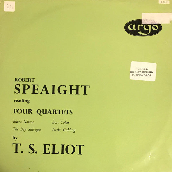 Robert Speaight - T. S. Eliot : Four Quartets (LP, Album)