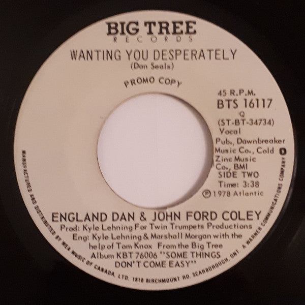 England Dan & John Ford Coley : You Can't Dance (7", Promo)