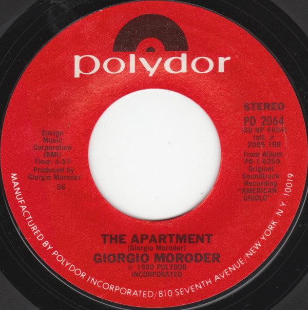 Giorgio Moroder : Night Drive / The Apartment (7", Styrene, Pit)