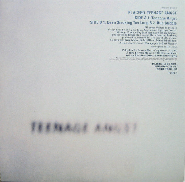Placebo : Teenage Angst (7", Single, Gat)