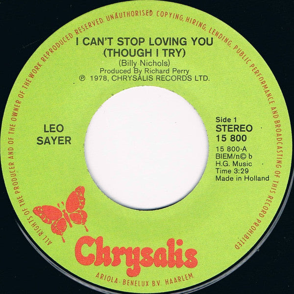 Leo Sayer : I Can't Stop Loving You (7")