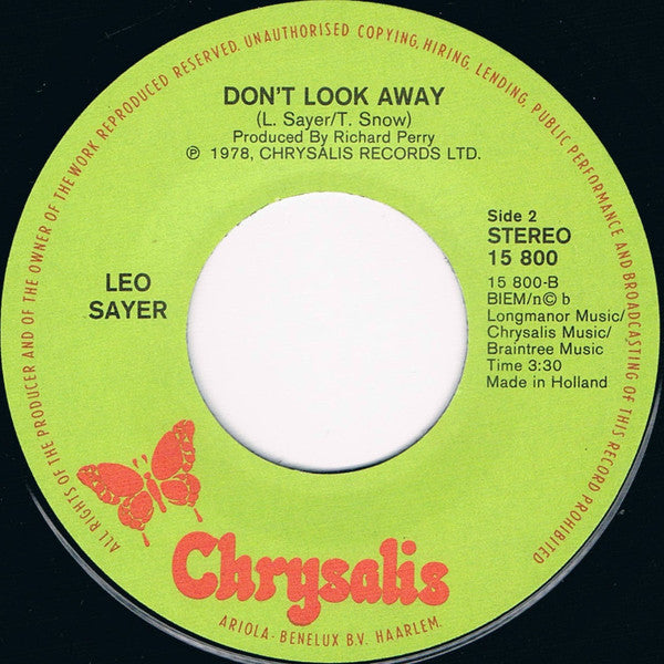 Leo Sayer : I Can't Stop Loving You (7")