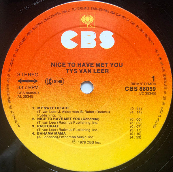 Thijs van Leer : Nice To Have Met You (LP, Album)