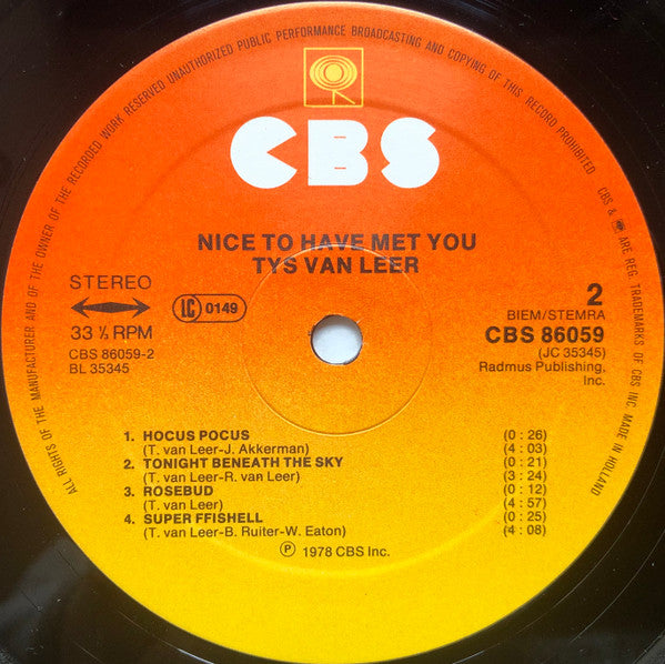 Thijs van Leer : Nice To Have Met You (LP, Album)