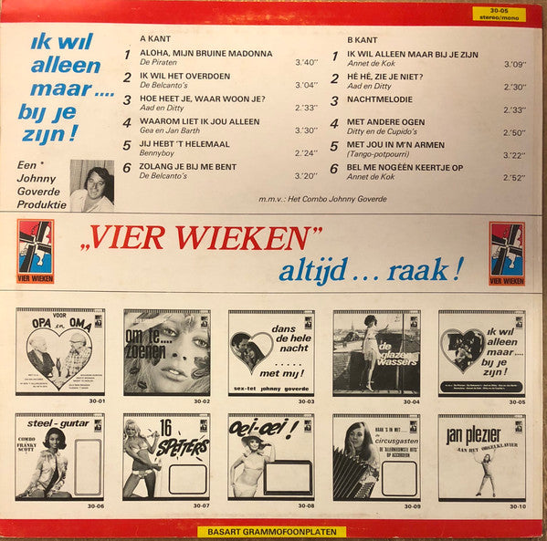 Various m.m.v. Het Combo Johnny Goverde : Ik Wil Alleen Maar Bij Je Zijn (LP, Album)