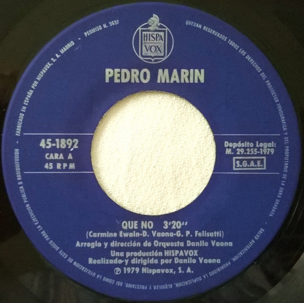 Pedro Marin : Que No (7", Single)