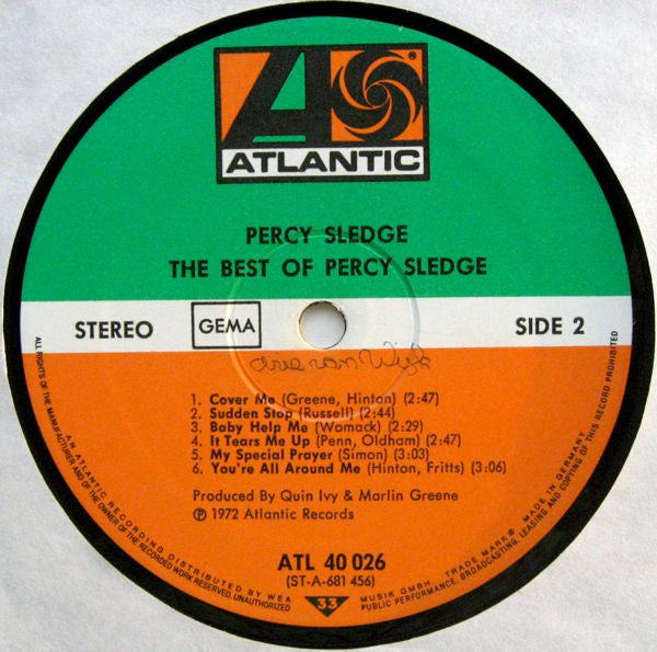 Percy Sledge : The Best Of Percy Sledge (LP, Comp, RE)