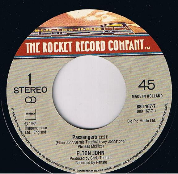 Elton John : Passengers (7", Single)