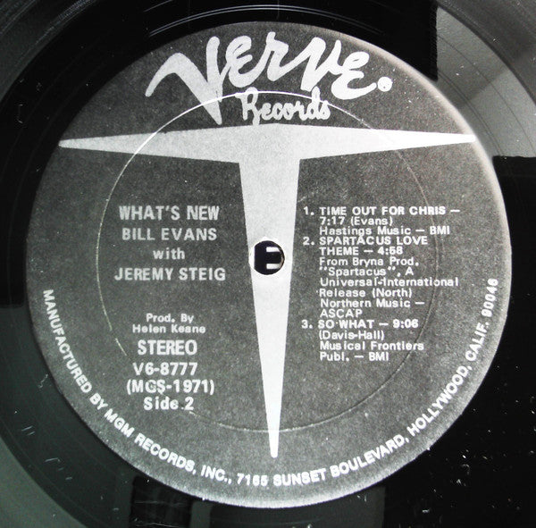 Bill Evans With Jeremy Steig : What's New (LP, Album)