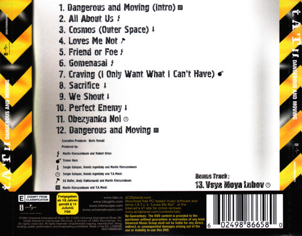 t.A.T.u. : Dangerous And Moving (CD, Album + DVD-V, NTSC + Dlx, Ltd)