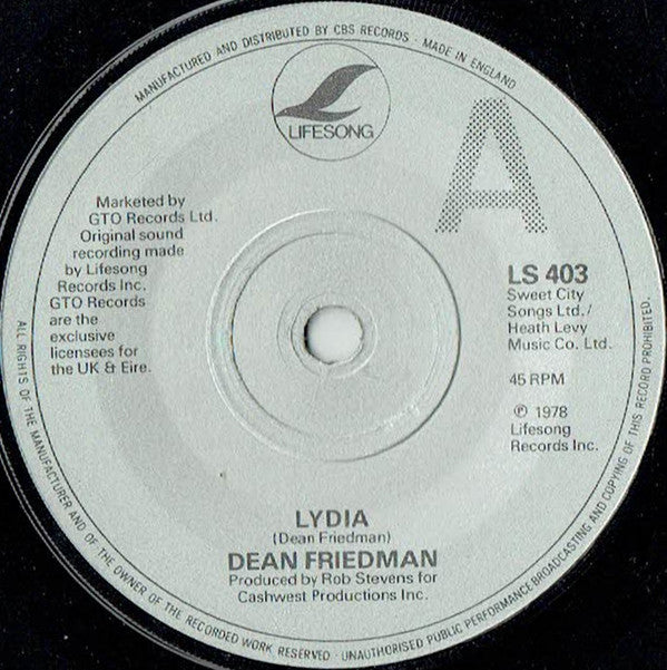 Dean Friedman : Lydia (7", Single)