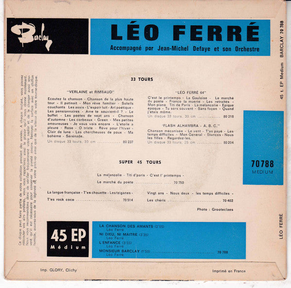 Léo Ferré : Ni Dieu Ni Maître (7", EP)