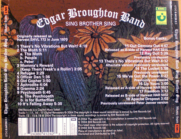 The Edgar Broughton Band : Sing Brother Sing (CD, Album, RE, RM)