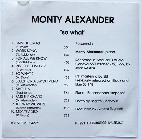 Monty Alexander : So What? (CD)