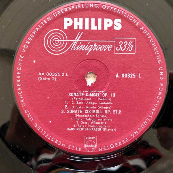 Hans Richter-Haaser , Spielt Ludwig van Beethoven : Appassionata, Pathétique, Mondscheinsonate (LP, Mono)